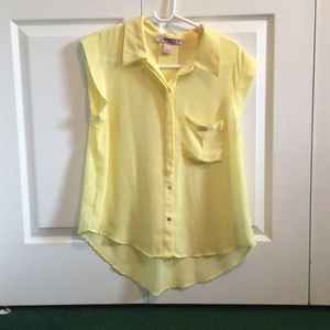Chiffon Yellow Cap Sleeve Top